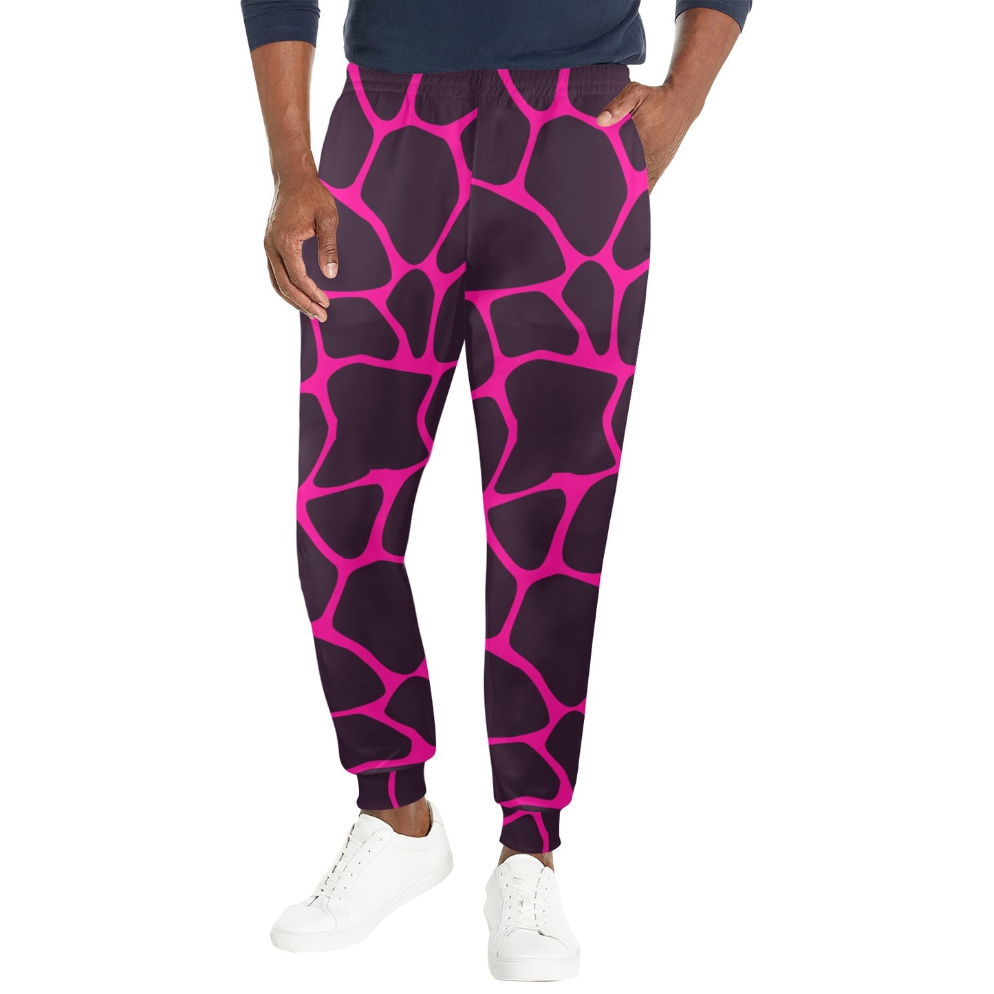 Giraffe Pink Background Texture Print Men's Casual Track Pants