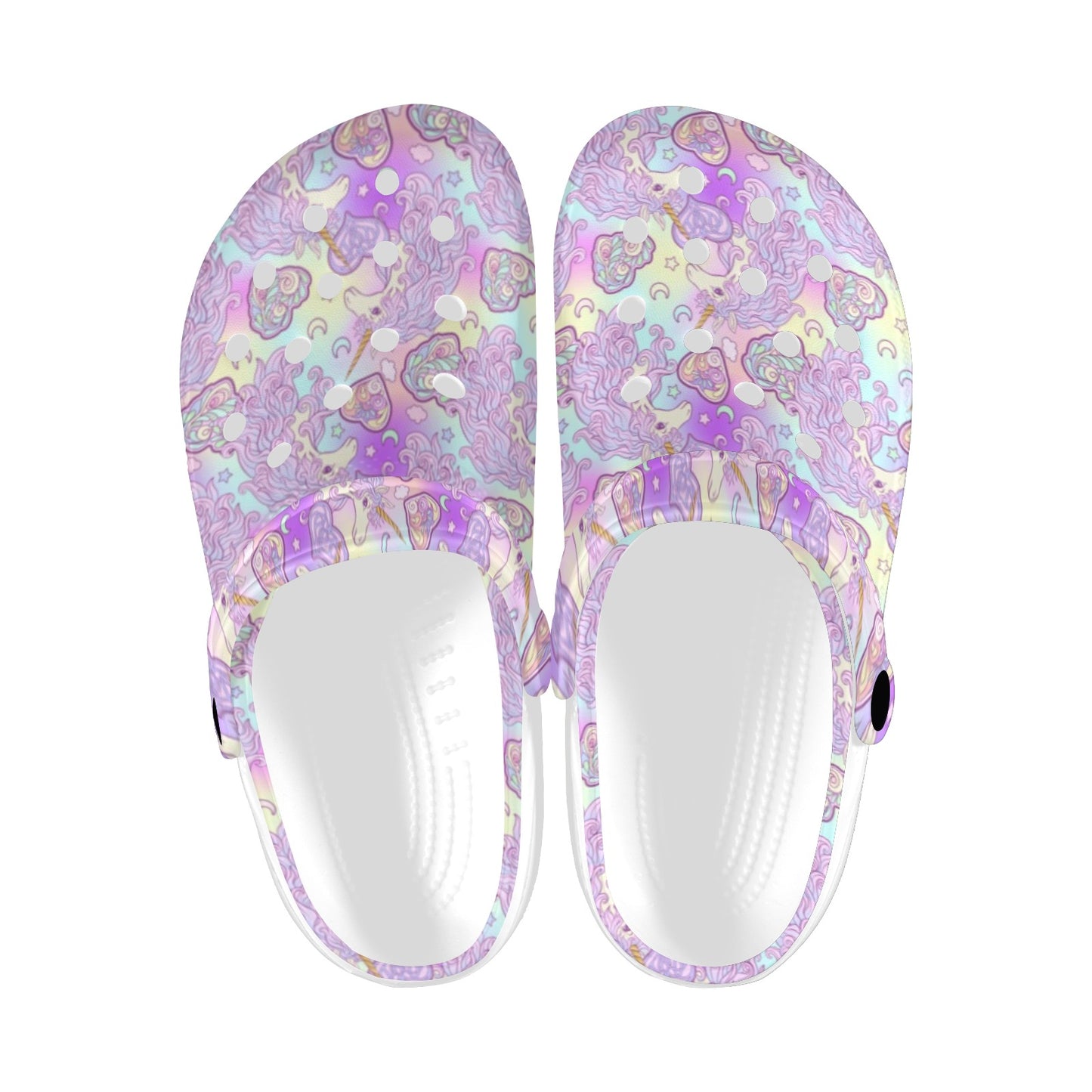 Unicorn Rainbow Star Heart Print Unisex Clogs Shoes