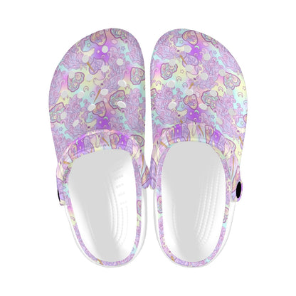 Unicorn Rainbow Star Heart Print Unisex Clogs Shoes