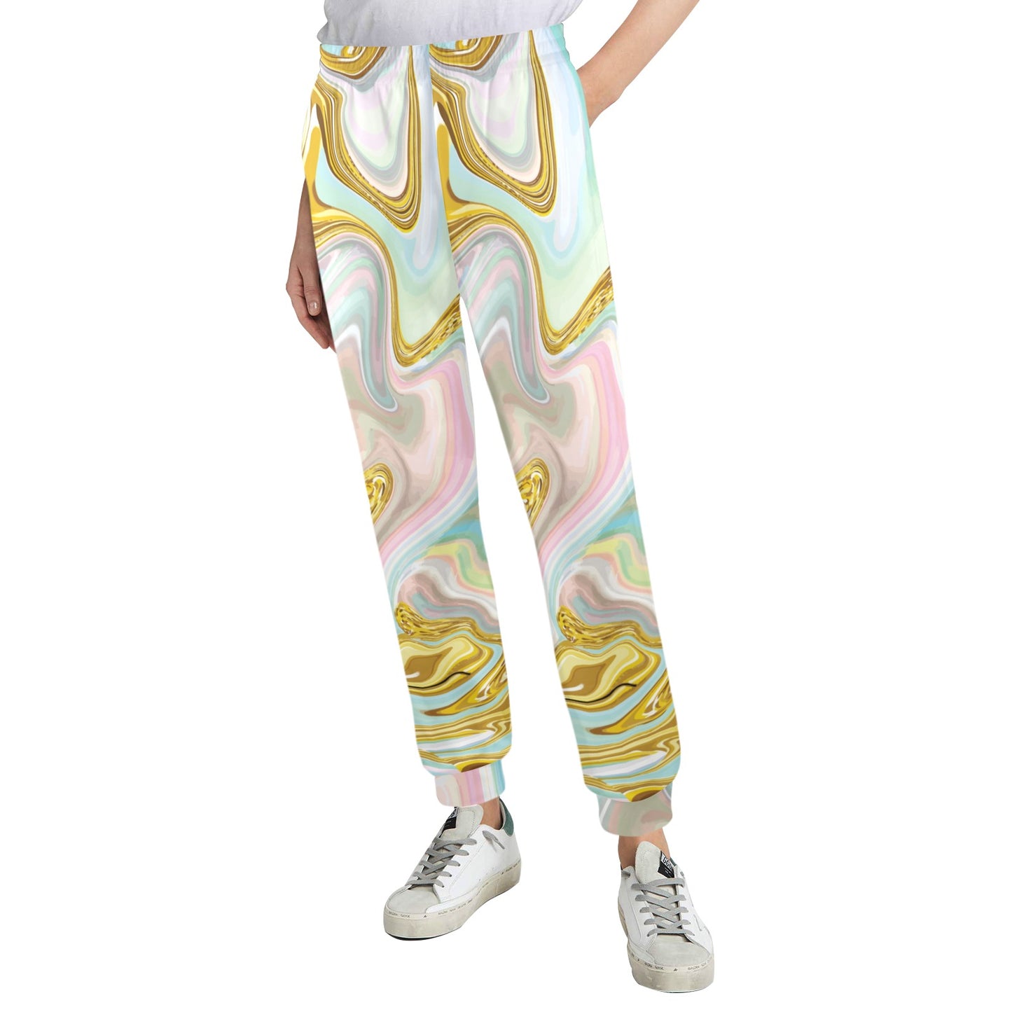 Gold Sweet Marble Women's Casual Track Pants
