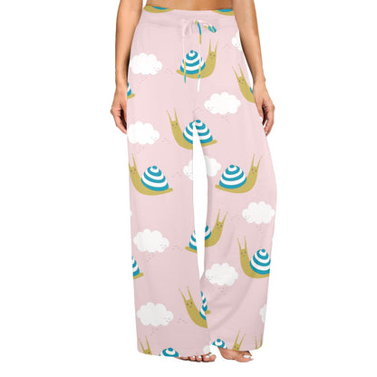 Snail Pattern Print Design 02 Women's Wide Leg Lounge Pants