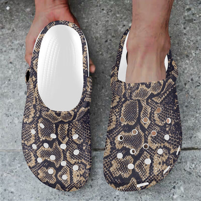 Snake Skin Pattern Print Unisex Clogs Shoes