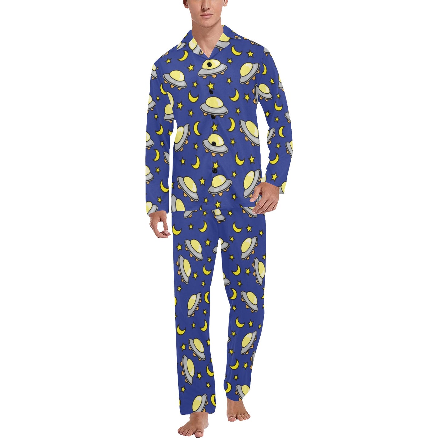 UFO Print Design LKS309 Men's Long Pajama Set