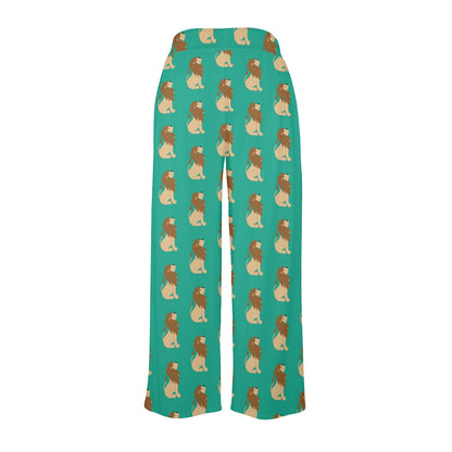 Lion Pattern Print Design 02 Women's Wide Leg Lounge Pants