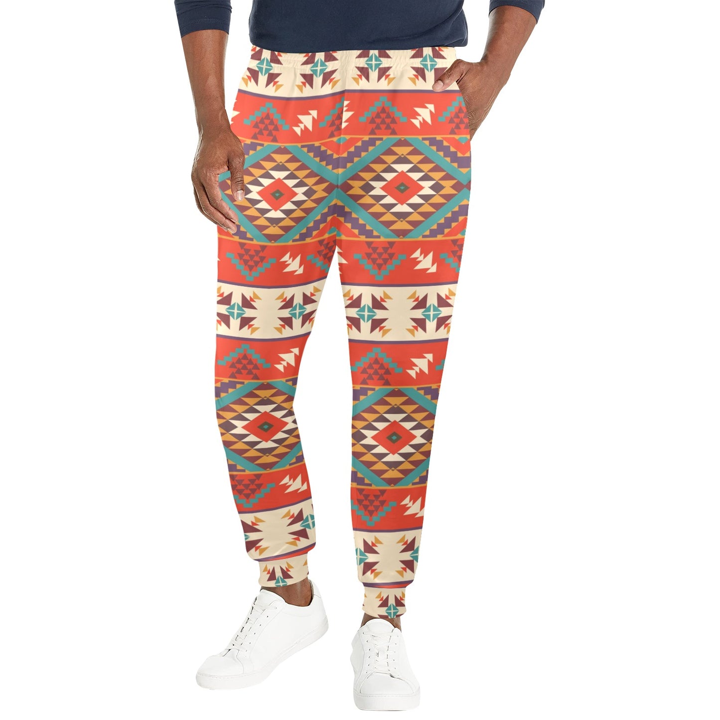 Aztec Red Print Pattern Men's Casual Track Pants