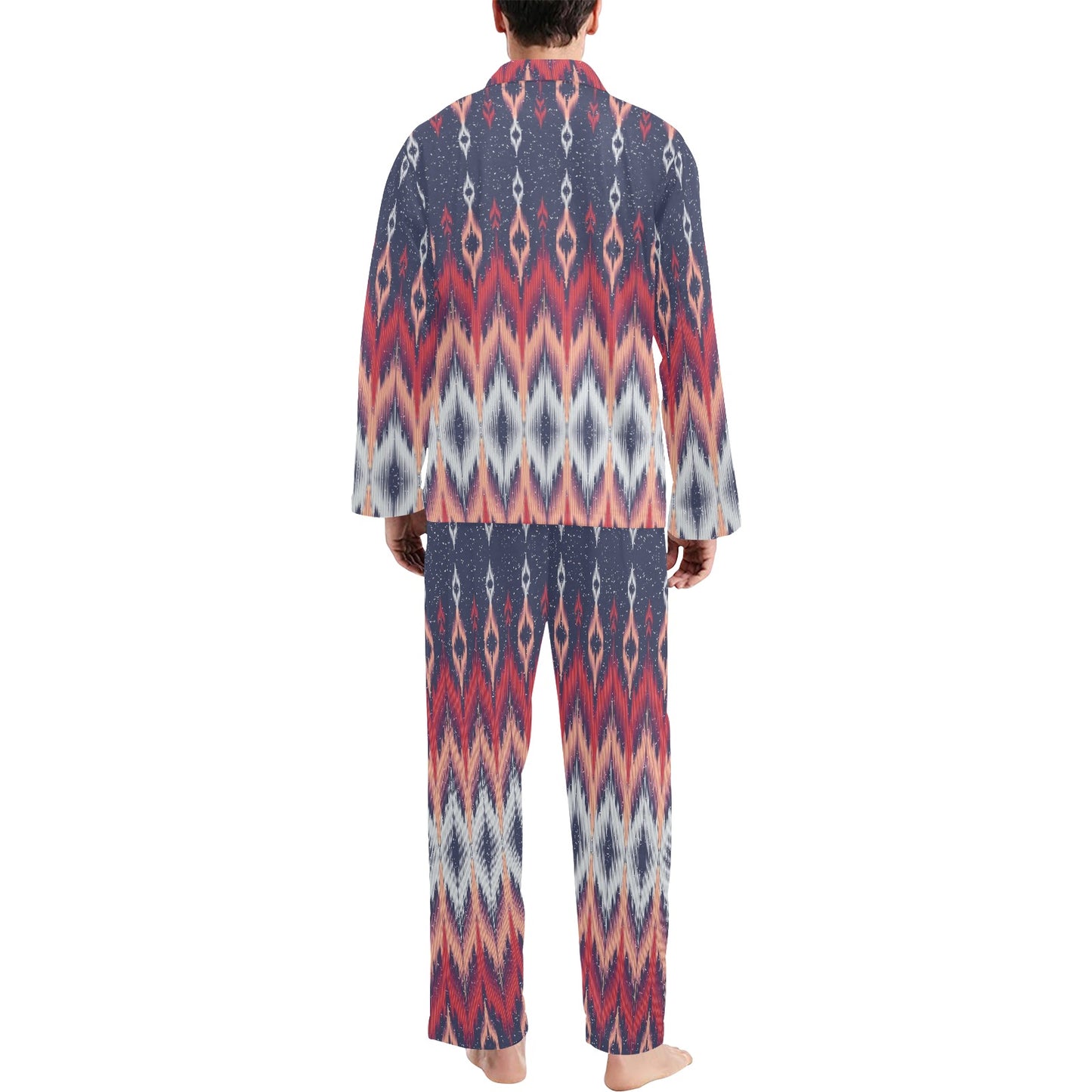 Ikat Print Design LKS401 Men's Long Pajama Set