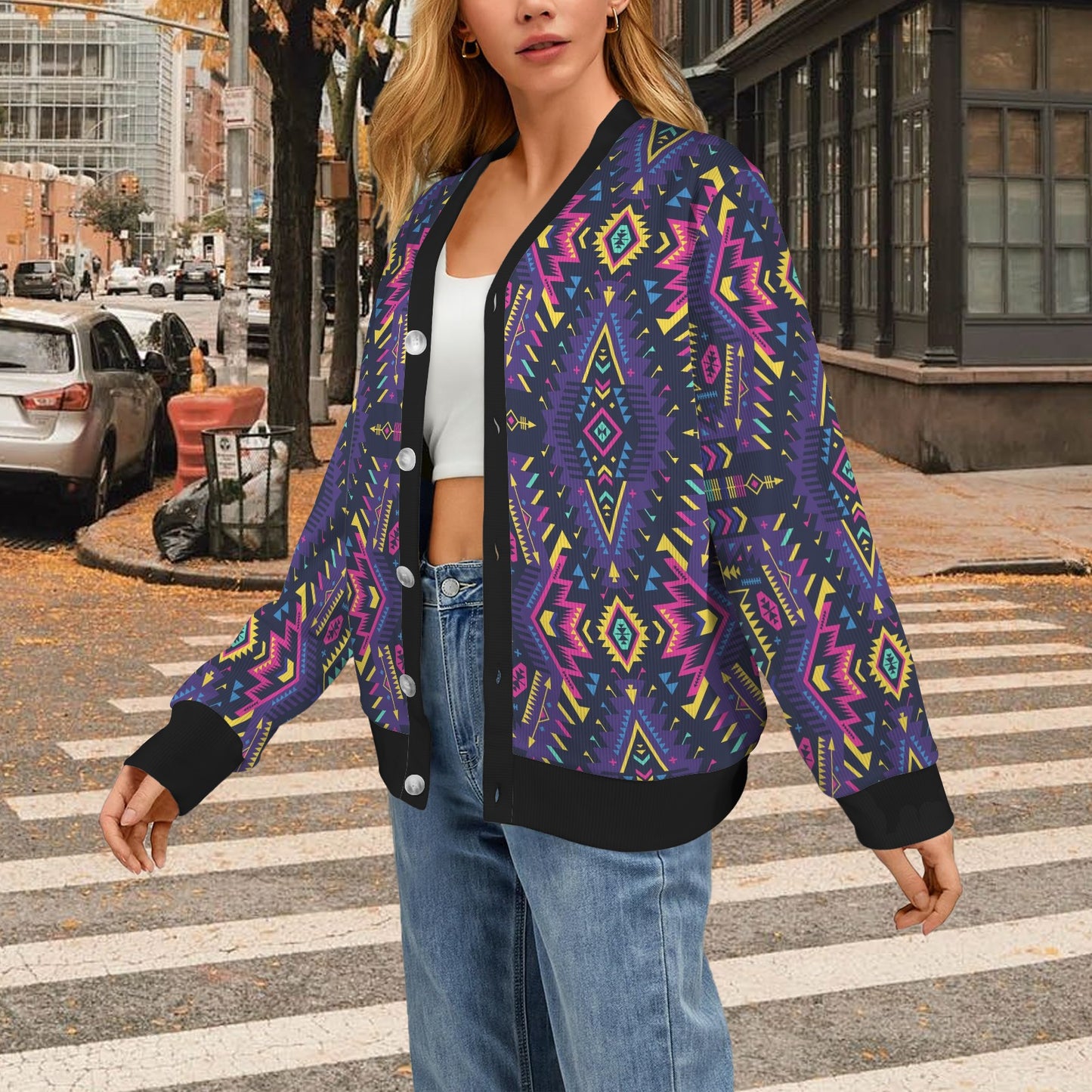 Aztec Pattern Print Design 07 Women's Cardigan