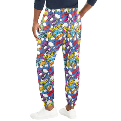 Comic Book Pattern Print Design 02 Men's Casual Track Pants