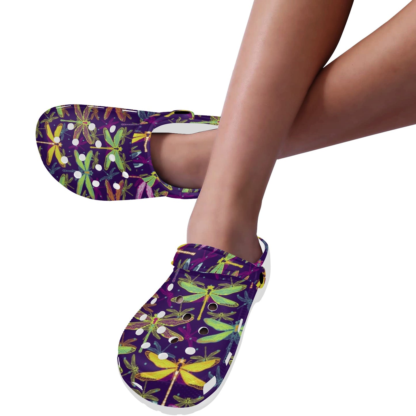 Dragonfly Neon Color Print Pattern Unisex Clogs Shoes