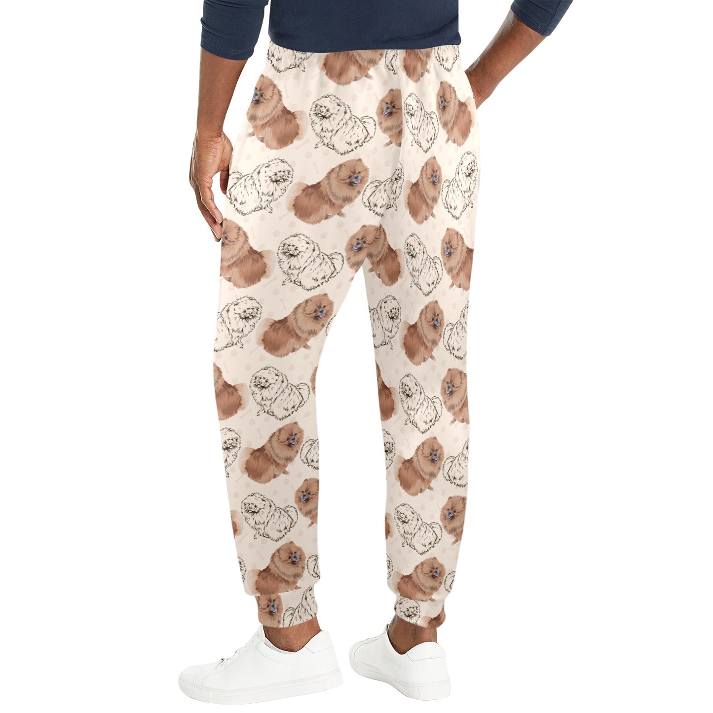 Pomeranians Pattern Print Design A01 Men's Casual Track Pants
