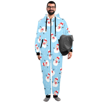Snowman Print Design LKS305 Hooded Fleece Onesie Pajama Jumpsuit
