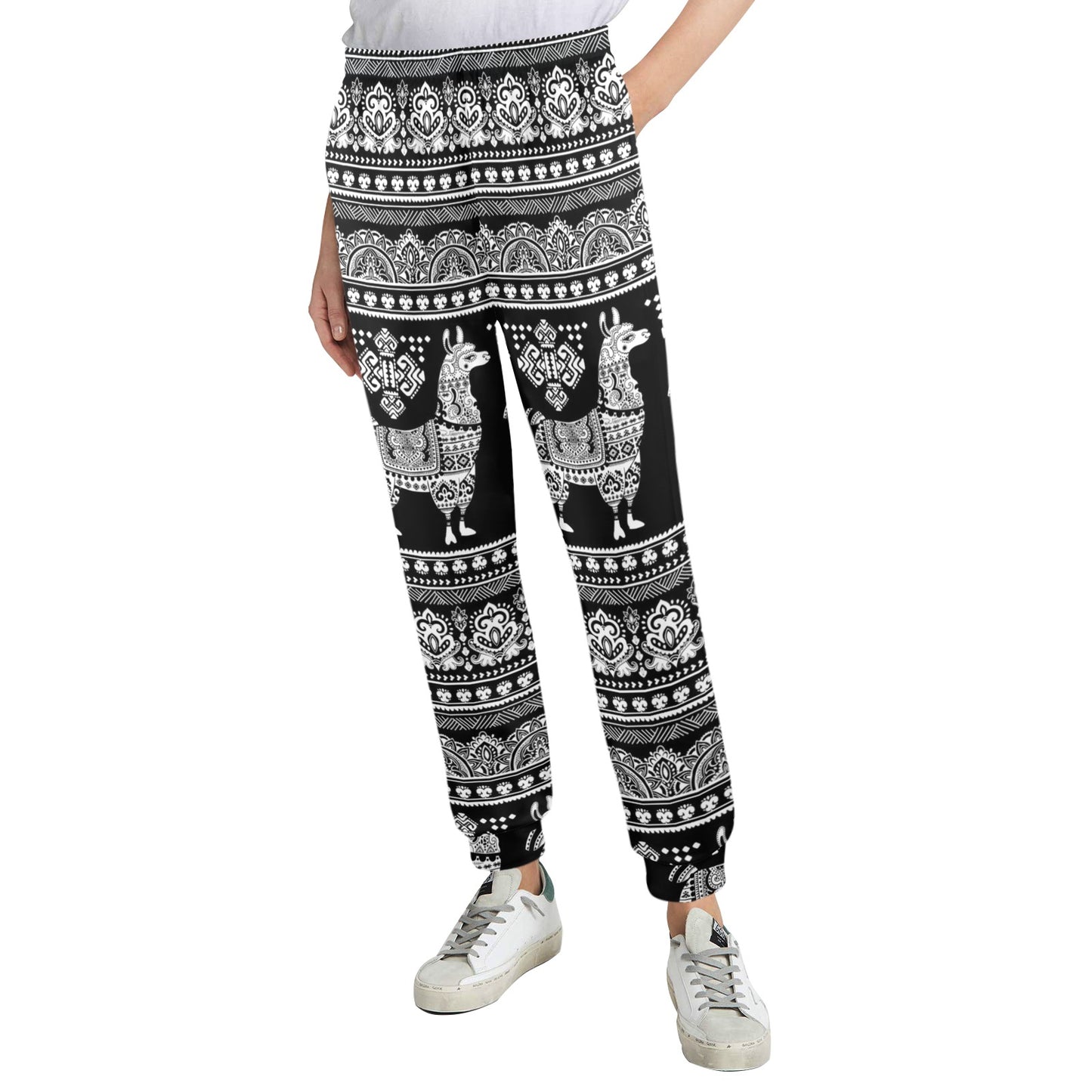 Llama Aztec Style Pattern Print Design 01 Women's Casual Track Pants