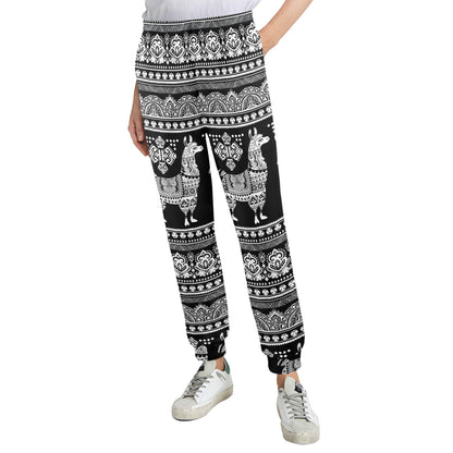 Llama Aztec Style Pattern Print Design 01 Women's Casual Track Pants