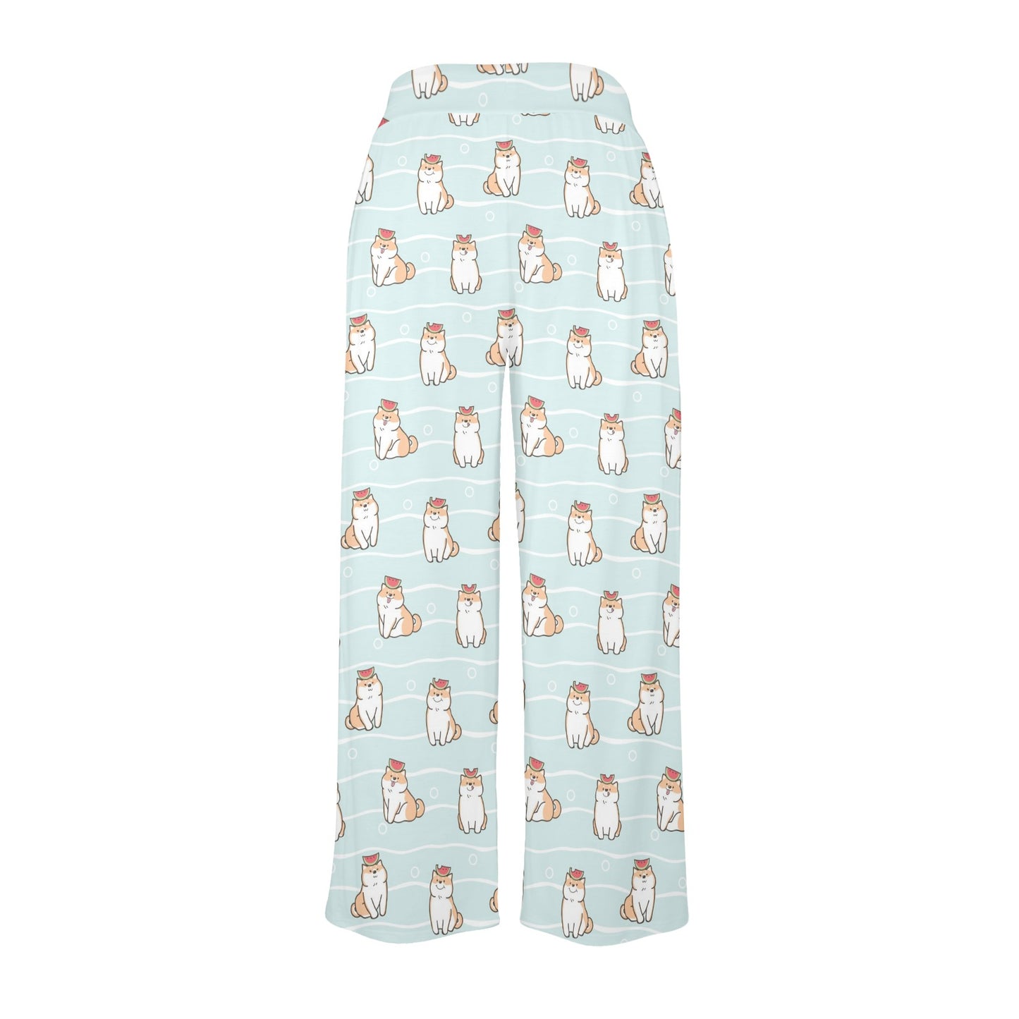 Shiba Inu Print Design LKS3011 Women's Wide Leg Lounge Pants