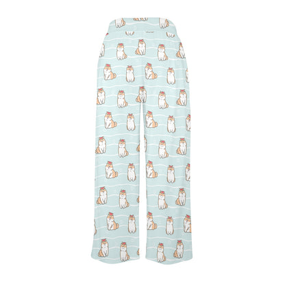 Shiba Inu Print Design LKS3011 Women's Wide Leg Lounge Pants