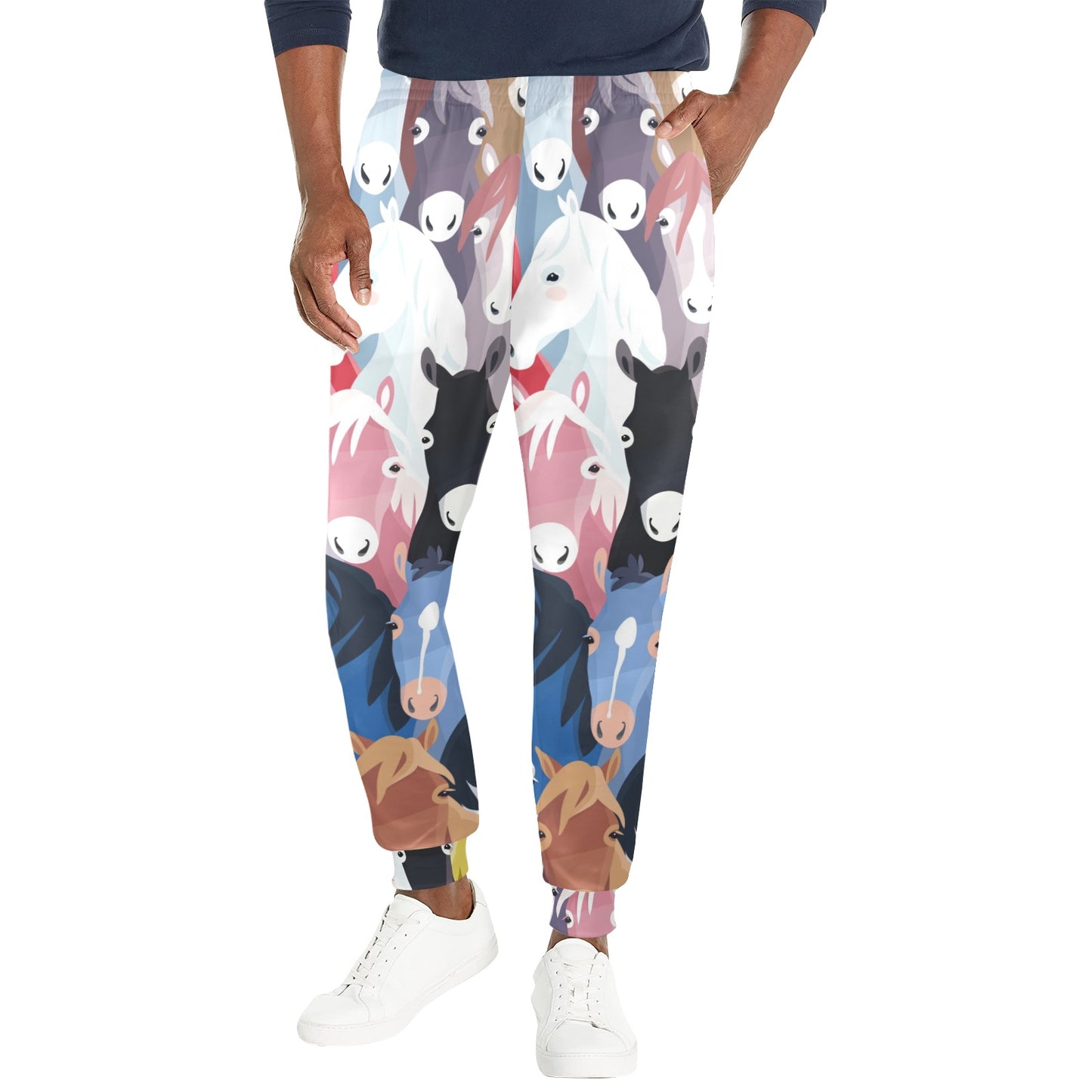 Colorful Horse Pattern Men's Casual Track Pants