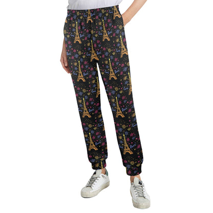 Eiffel Tower Love Paris Print Women's Casual Track Pants