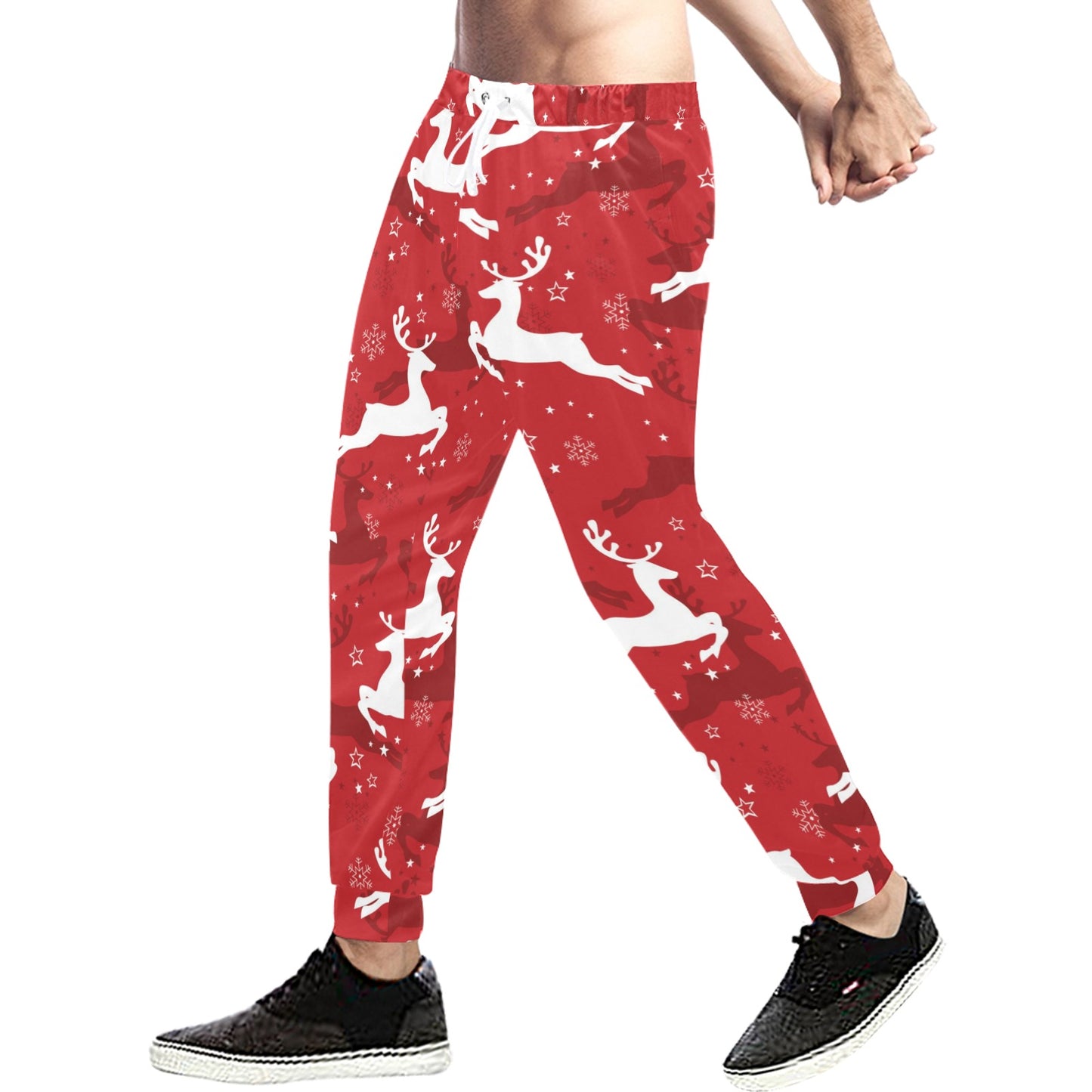 Reindeer Red Pattern Print Design 01 Men's Sweatpants