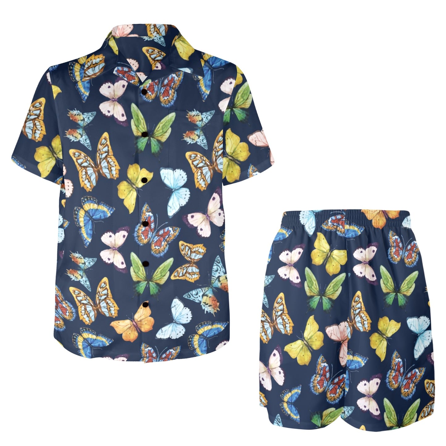 Butterfly Beautiful Print Pattern Men's Beach Shirt and Shorts Set