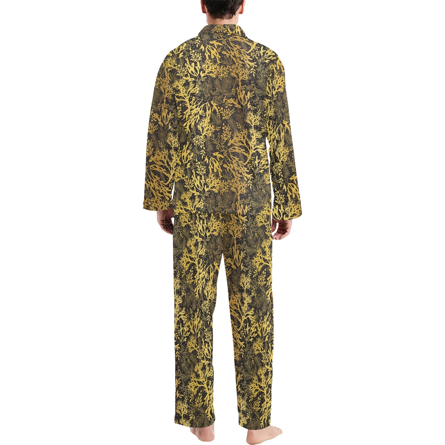 Seaweed Print Design LKS303 Men's Long Pajama Set