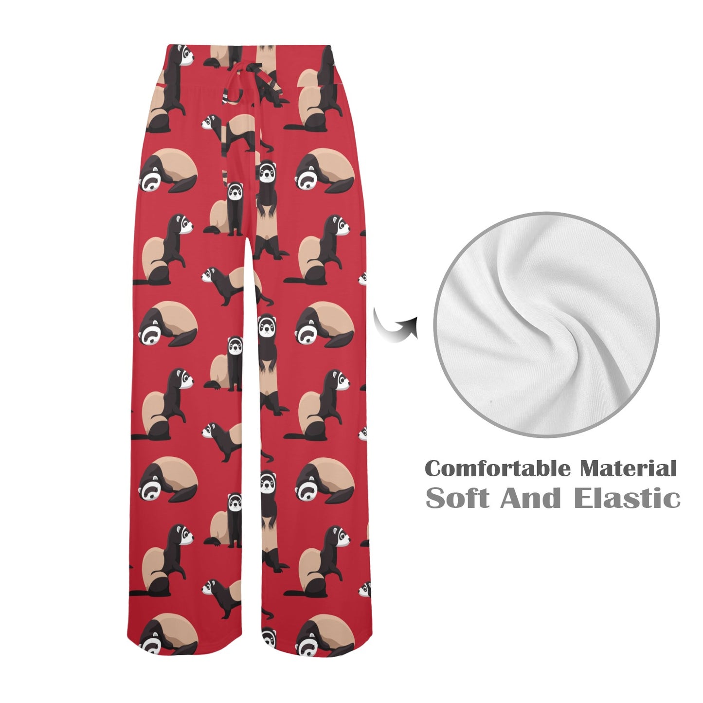 Ferret Pattern Print Design 02 Women's Wide Leg Lounge Pants
