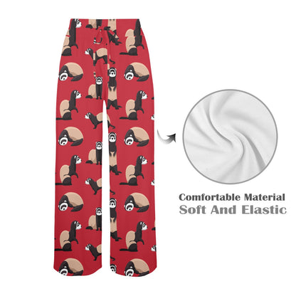 Ferret Pattern Print Design 02 Women's Wide Leg Lounge Pants
