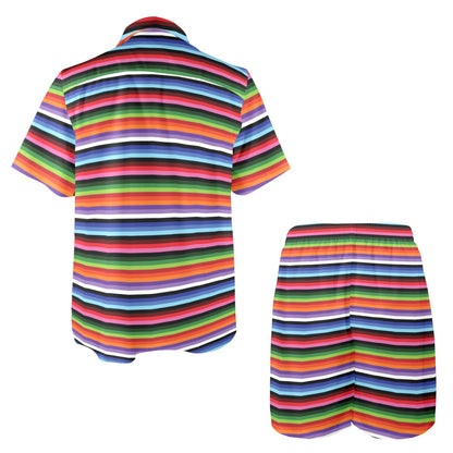Serape Design Men's Beach Shirt and Shorts Set