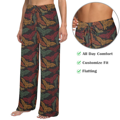 Bat Tribal Pattern Print Design 03 Women's Wide Leg Lounge Pants
