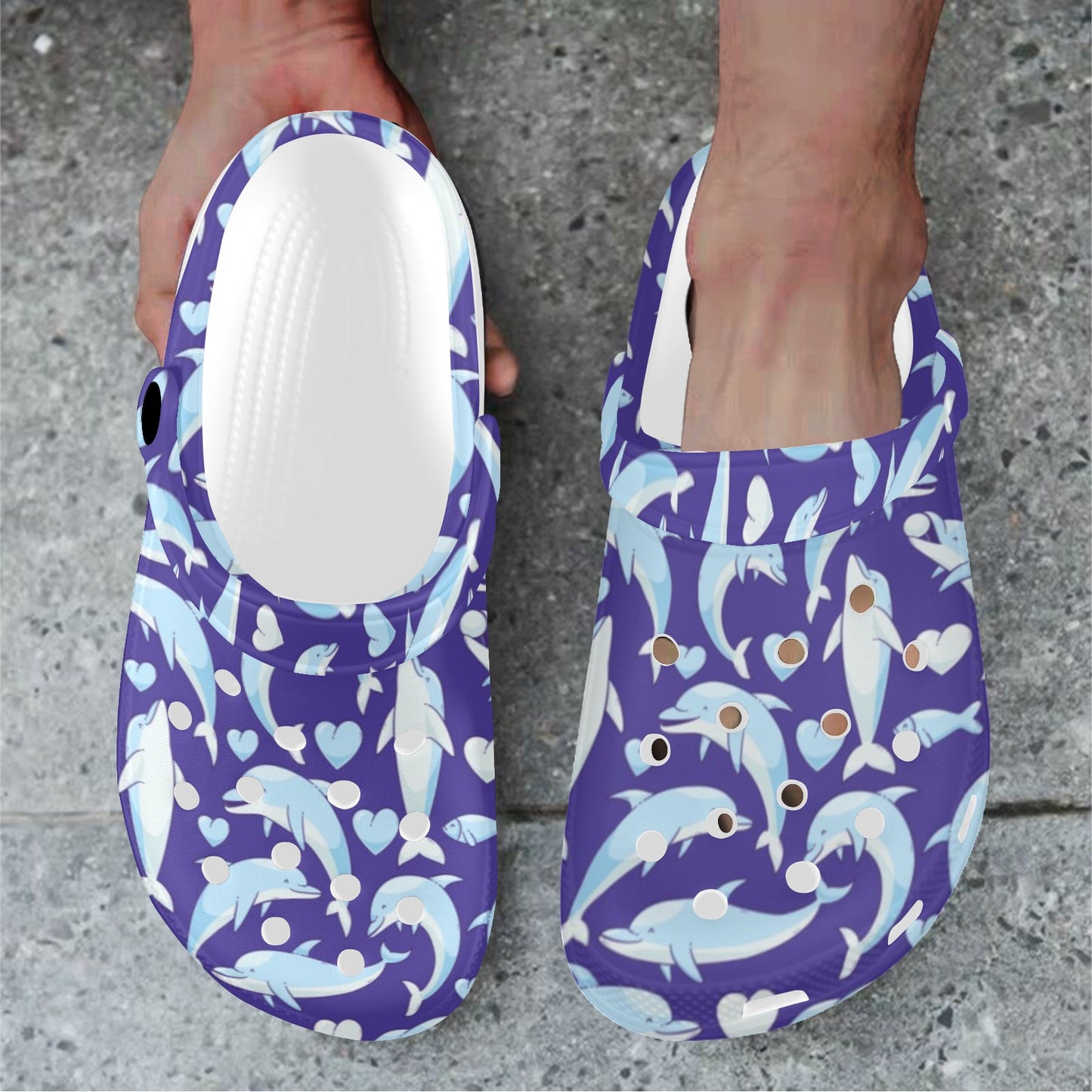 Dolphin Smile Print Pattern Unisex Clogs Shoes