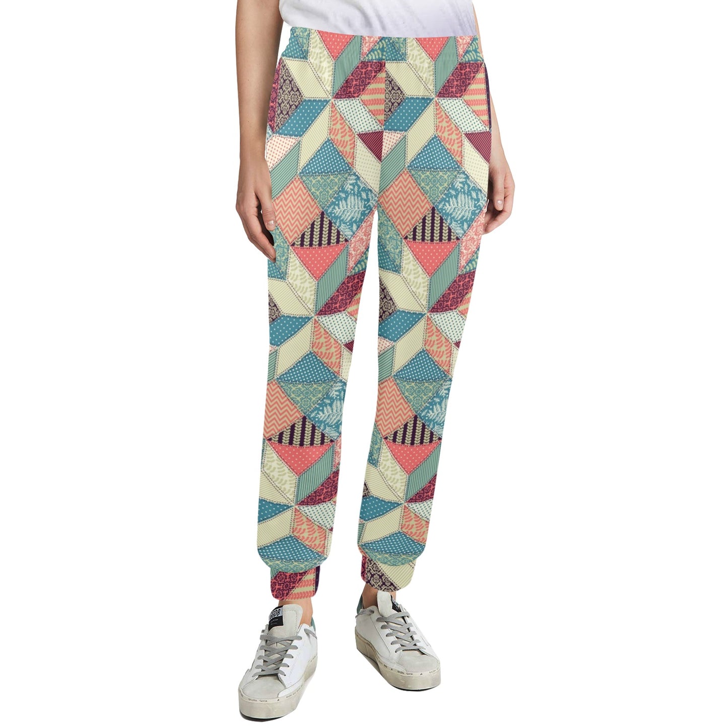 Patchwork Pattern Print Design 02 Women's Casual Track Pants