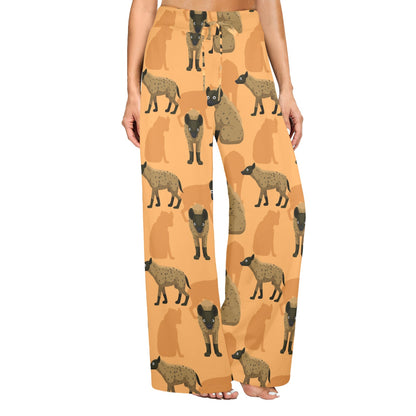 Hyena Pattern Print Design 01 Women's Wide Leg Lounge Pants