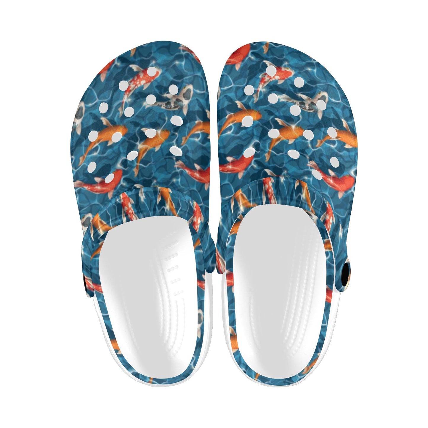 Koi Carp Water Design Themed Print Unisex Clogs Shoes