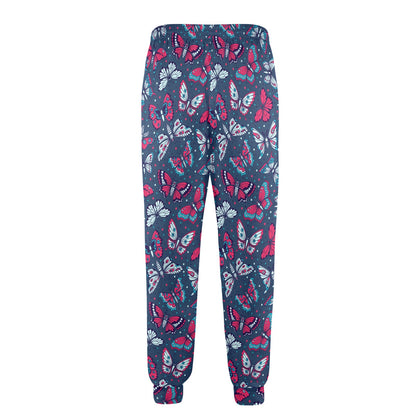 Butterfly Red Deep Blue Print Pattern Men's Casual Track Pants