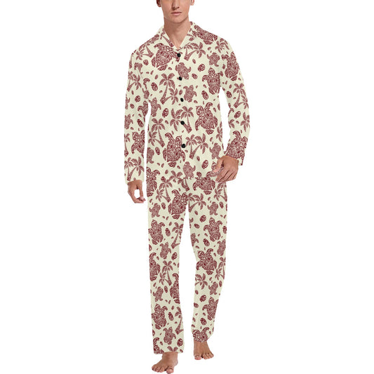Polynesian Tattoo Turtle Themed Men's Long Pajama Set