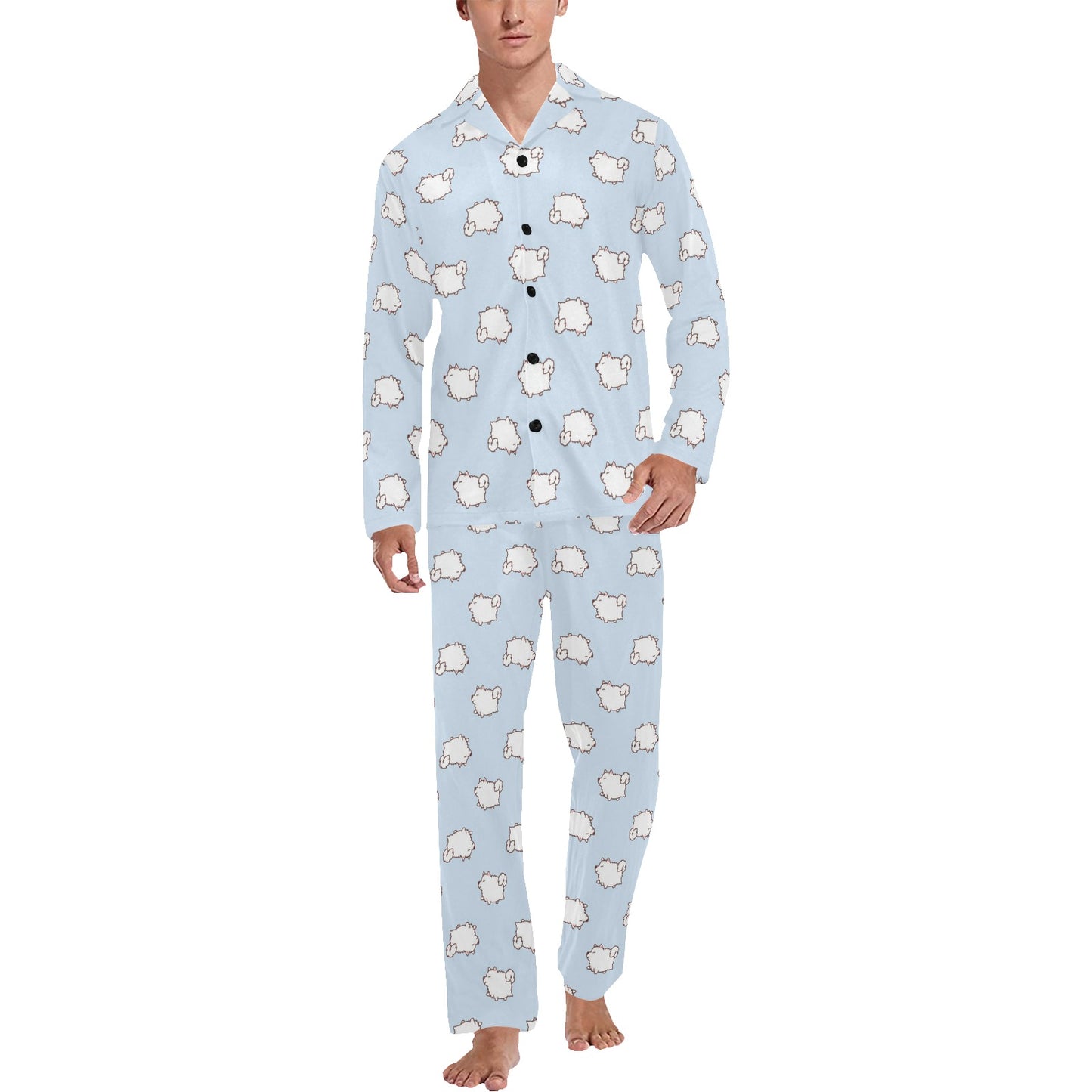 Samoyeds Print Design LKS301 Men's Long Pajama Set