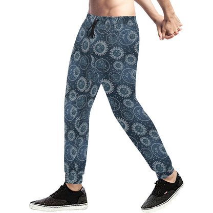 Sun Moon Tattoo Design Themed Print Men's Sweatpants