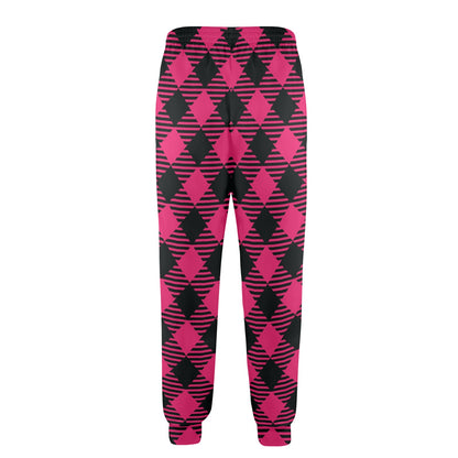 Buffalo check Pink Pattern Print Design 01 Men's Casual Track Pants