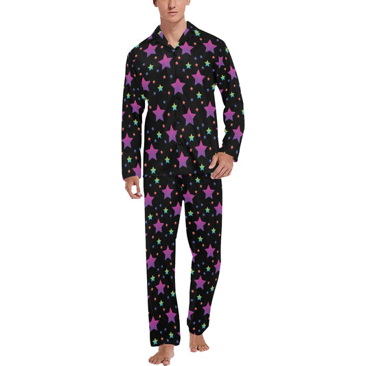 Star Print Design LKS305 Men's Long Pajama Set