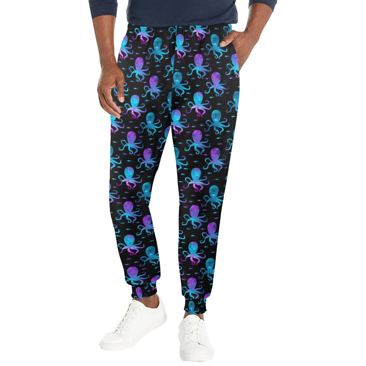 Octopus Blue Design Print Themed Men's Casual Track Pants