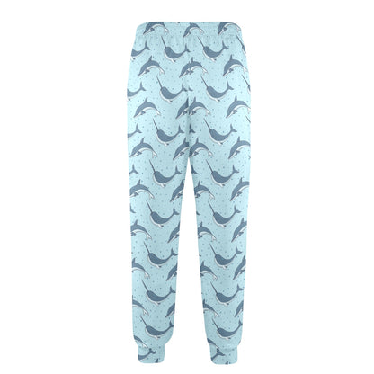Narwhal Dolphin Print Men's Casual Track Pants