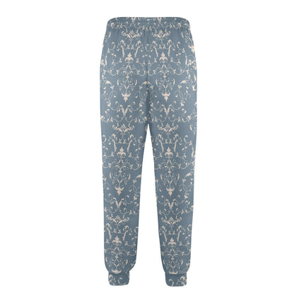 Damask Elegant Teal Print Pattern Men's Casual Track Pants