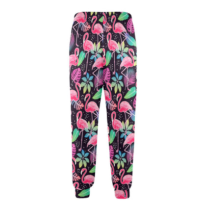 Flamingo Tropical leaves Neon Print Men's Casual Track Pants
