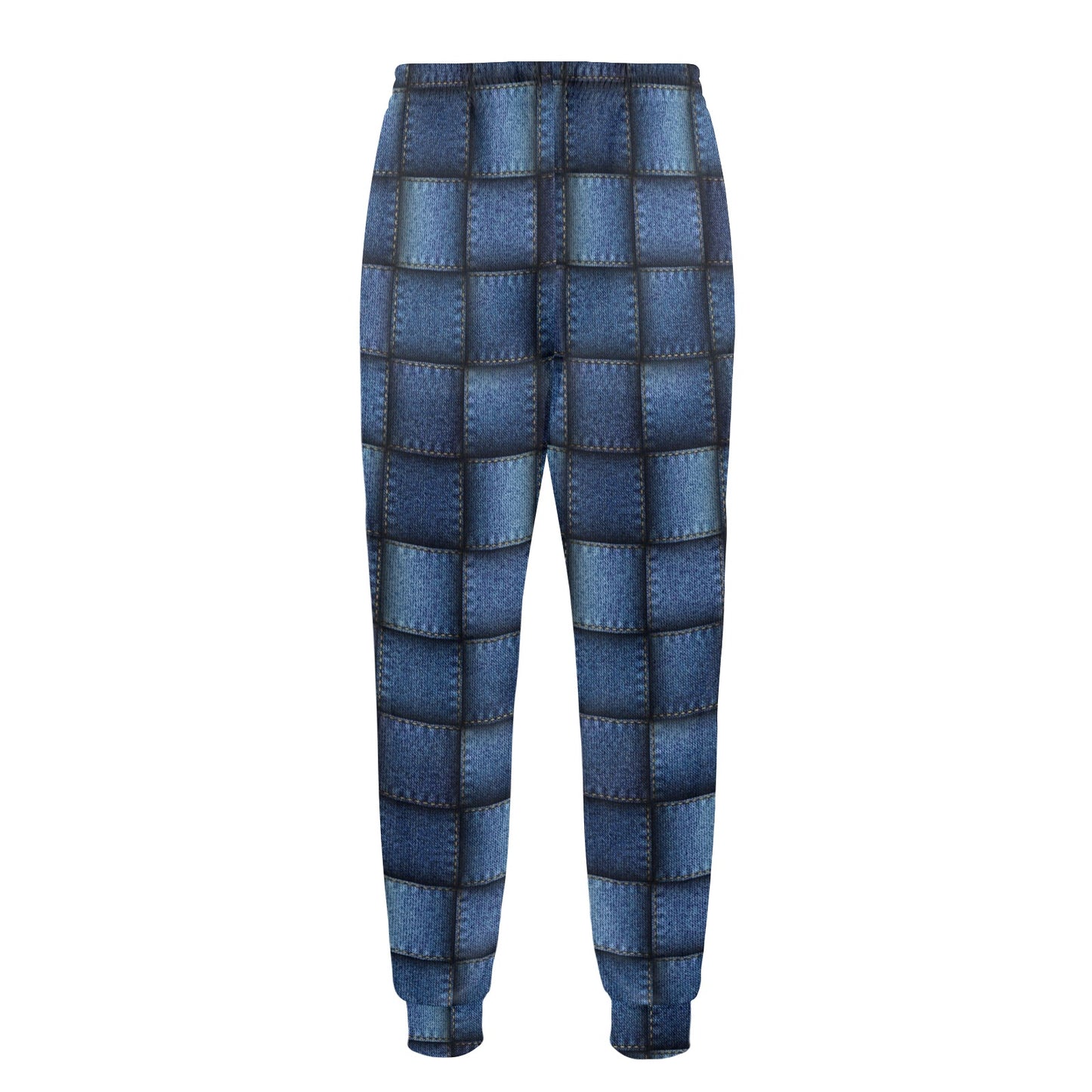 Denim patchwork Design Print Pattern JJ078 Men's Casual Track Pants