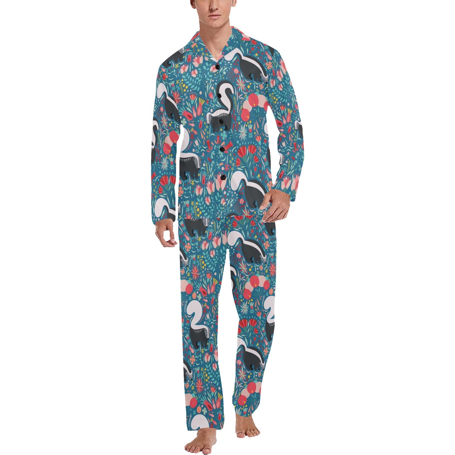 Skunk Print Design LKS302 Men's Long Pajama Set