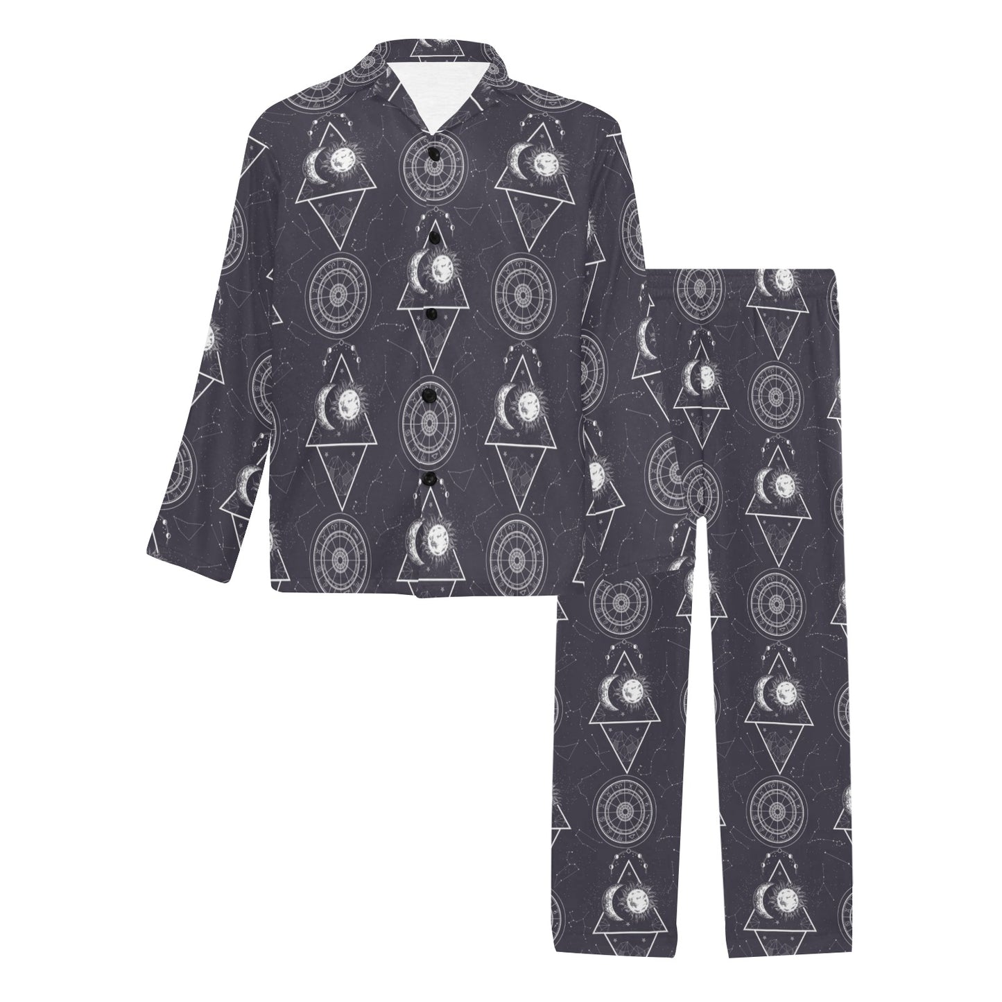 Sun Moon Print Design LKS309 Men's Long Pajama Set