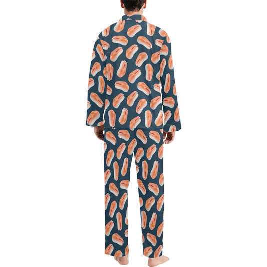 Salmon Steak Print Design LKS306 Men's Long Pajama Set