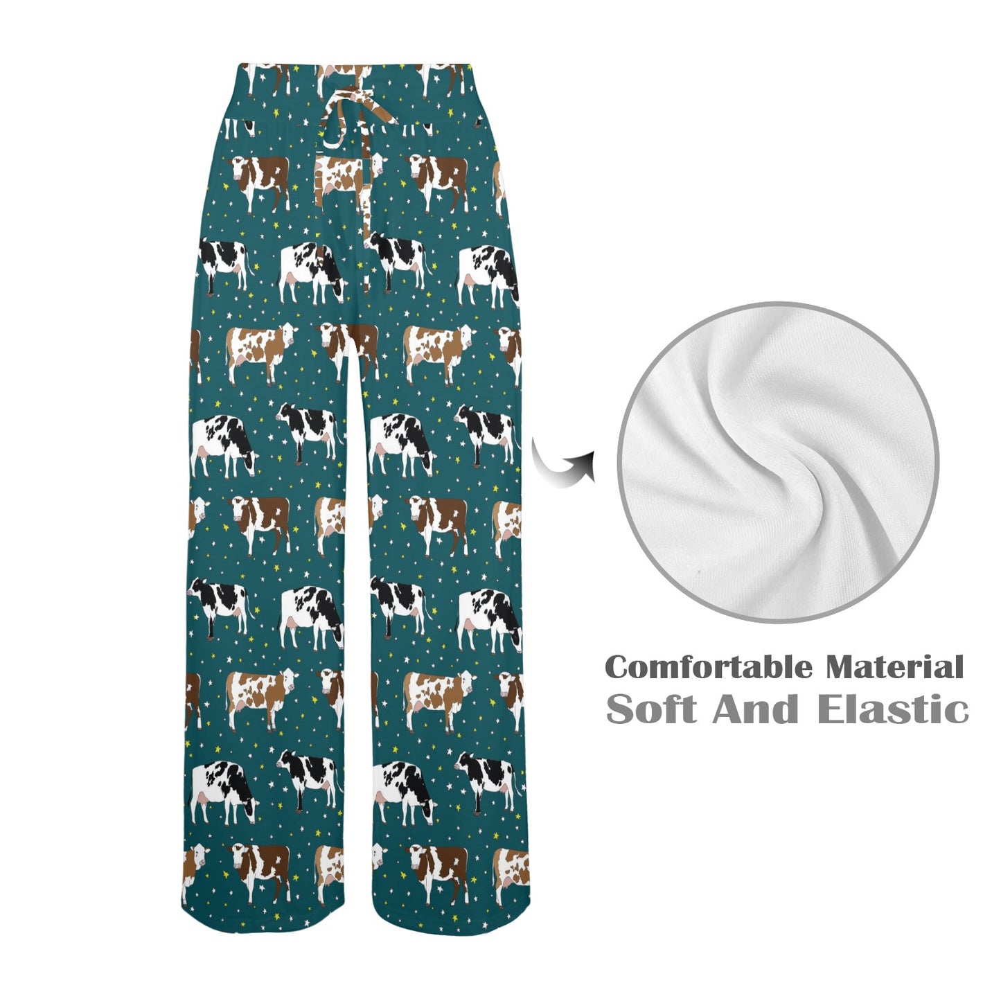 Cattle Print Design LKS404 Women's Wide Leg Lounge Pants