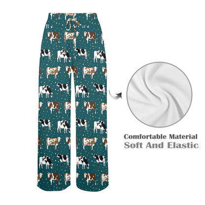 Cattle Print Design LKS404 Women's Wide Leg Lounge Pants