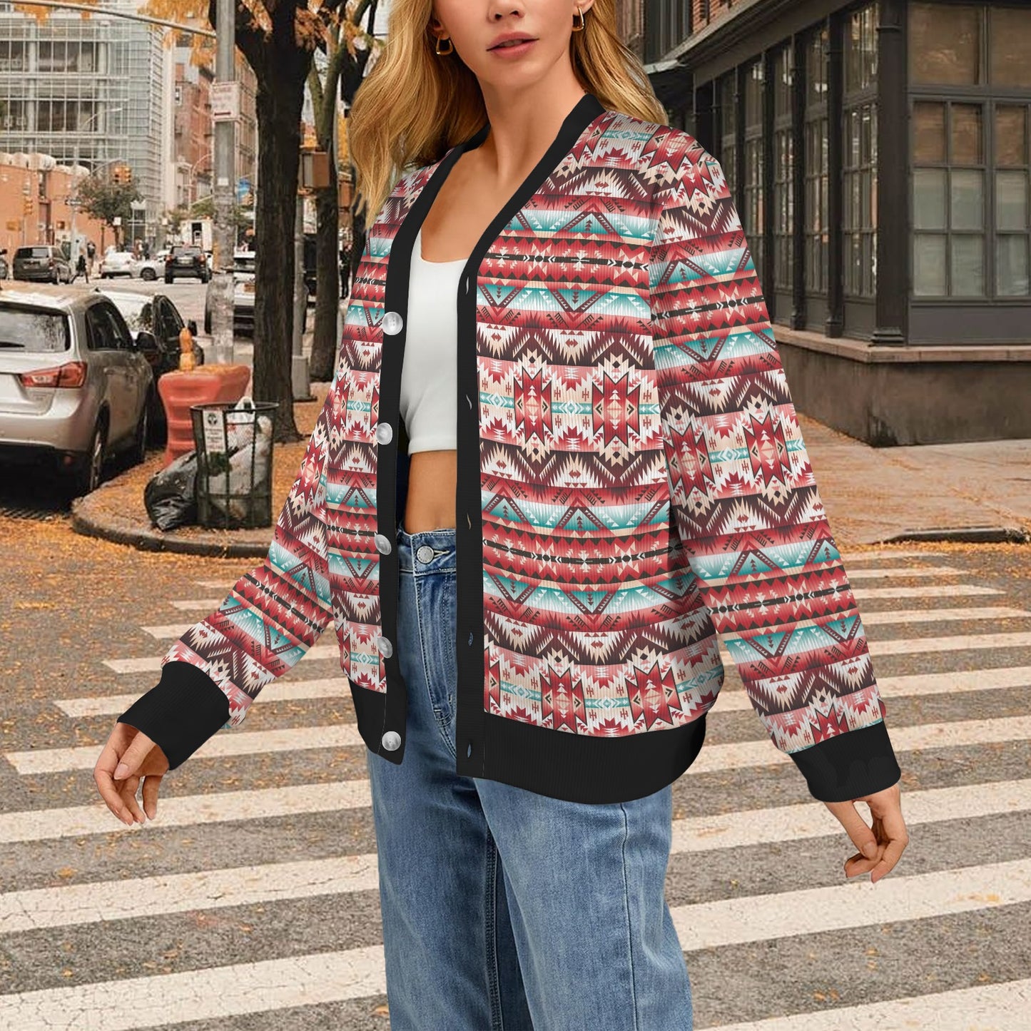 Aztec Western Style Print Pattern Women's Cardigan