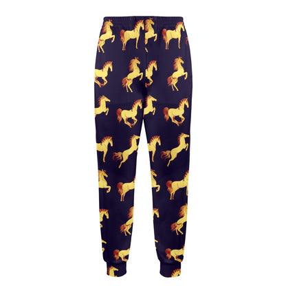 Gold Horse Pattern Men's Casual Track Pants